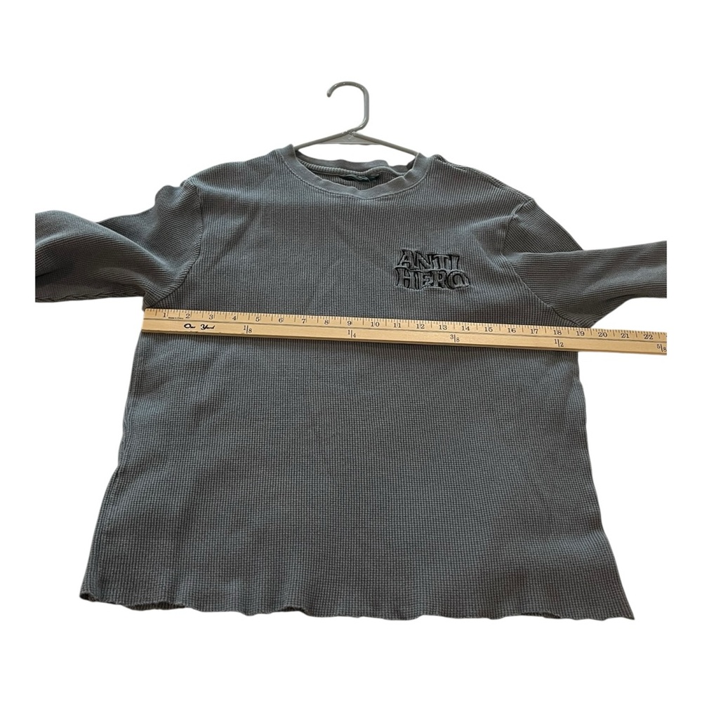 Anti Hero Black Hero Outline Waffle Knit Crewneck Long Sleeve T Shirt Small (nt) - Picture 7 of 9